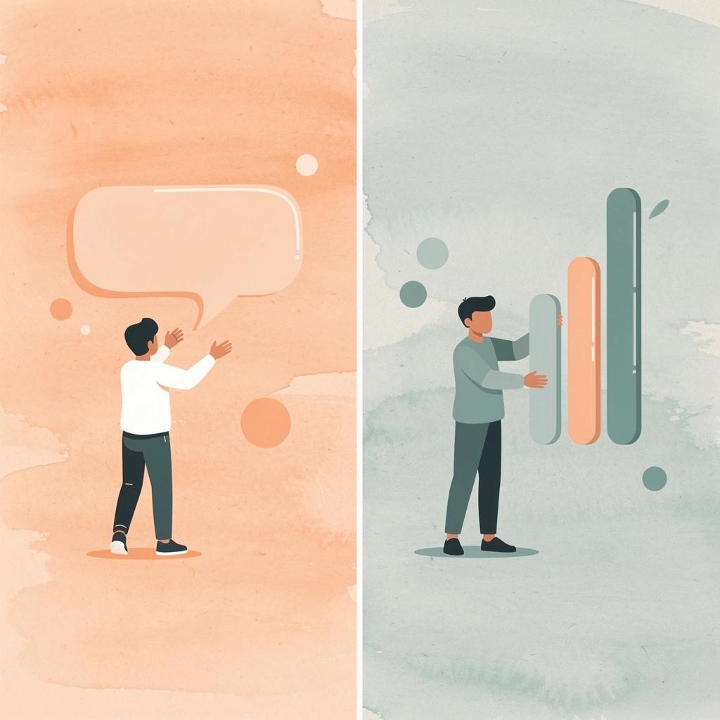Scene showing two different student study styles side by side