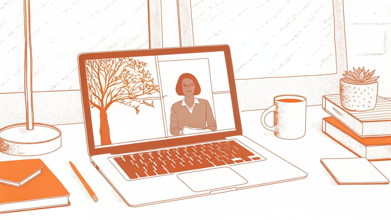 Solo lawyer comparing structured taxonomy tree versus natural language search on laptop screen