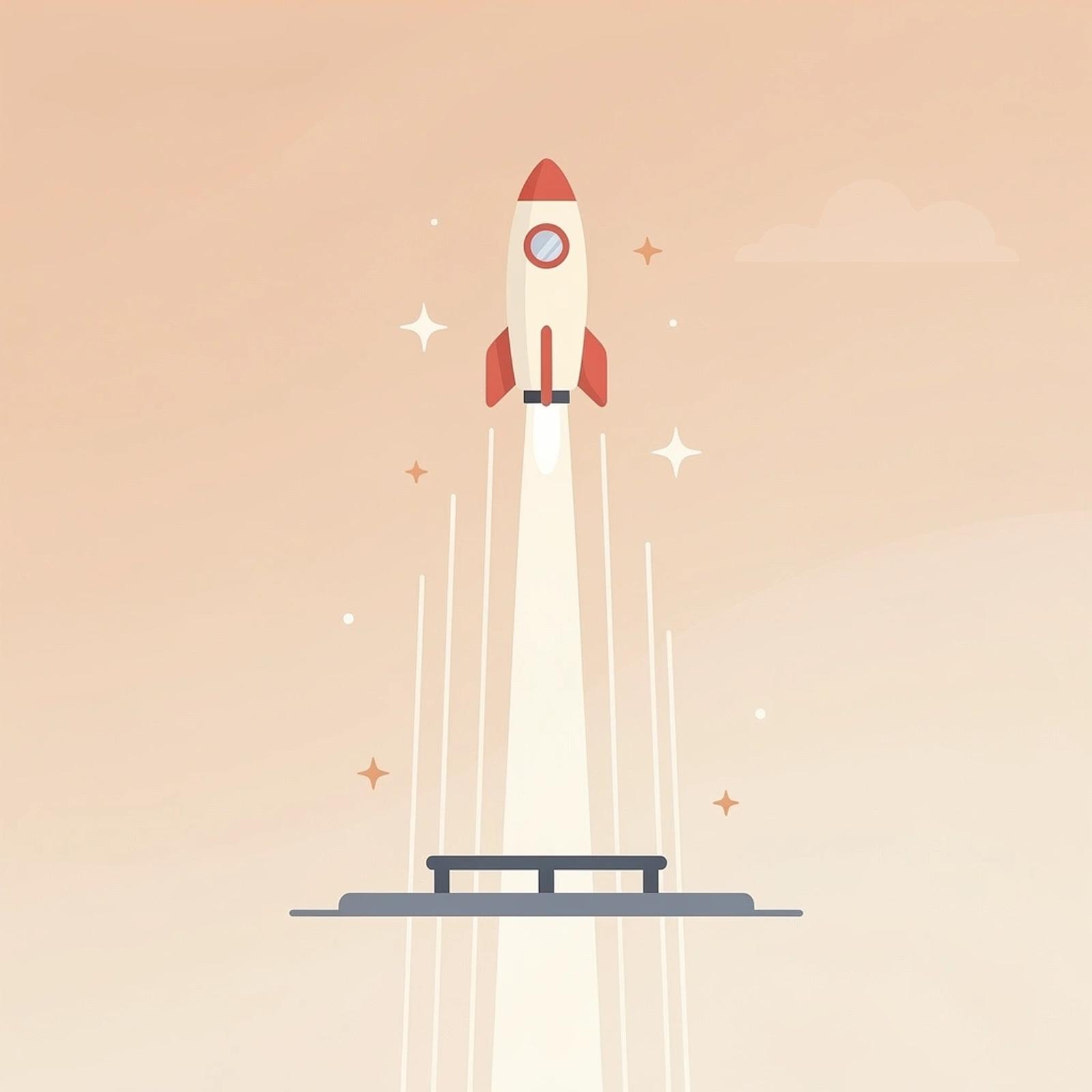Scene illustration of a platform launching upward representing strong ROI from AI legal research