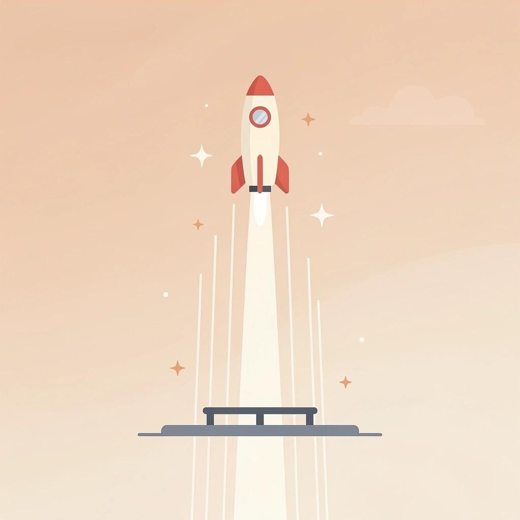 Scene illustration of a platform launching upward representing strong ROI from AI legal research