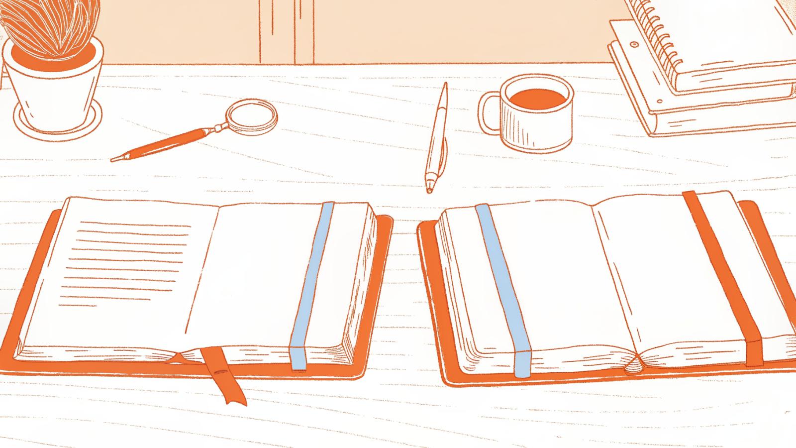 Two legal research tools compared on a lawyer's desk with casebooks, magnifying glass, and glowing AI panel
