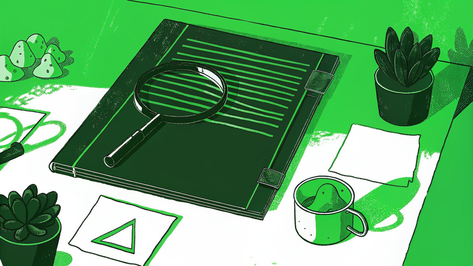 Unverified AI contract clause under spotlight with warning shield and cracked magnifying glass