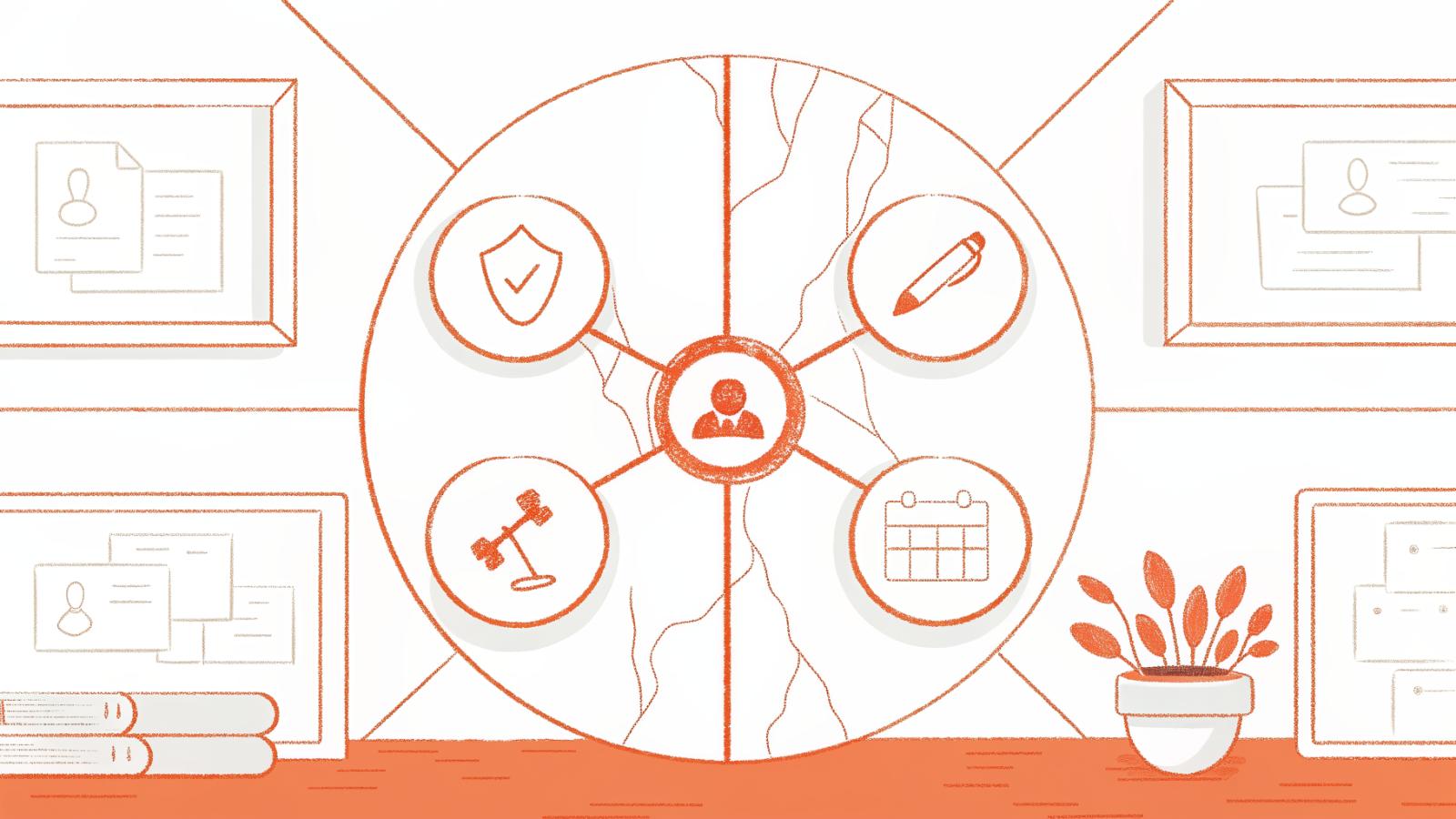 Legal app stack hub diagram with verified research at center and connected attorney workflow layers
