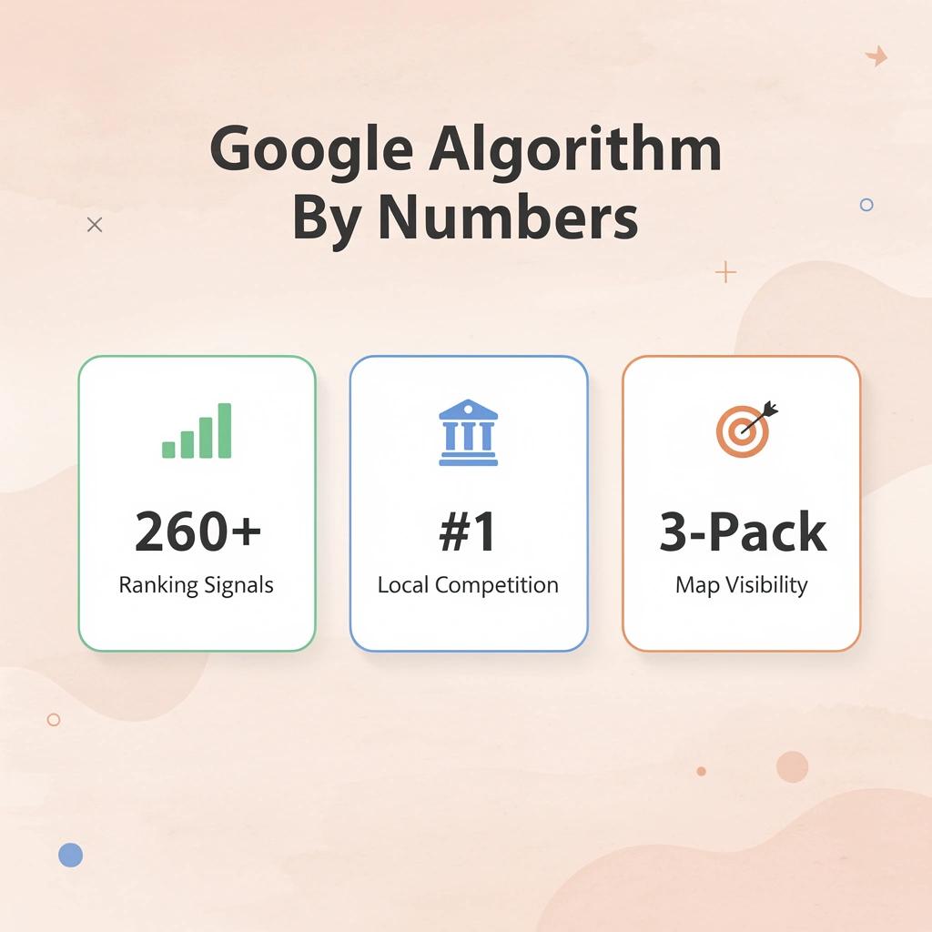 Infographic showing key Google algorithm statistics for law firms