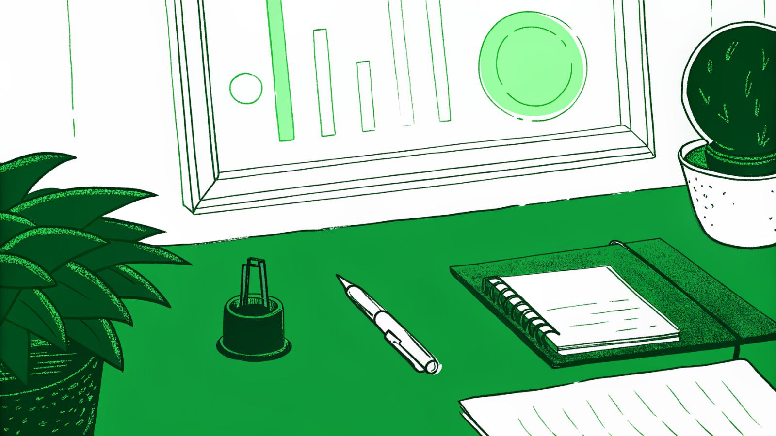 Law firm desk with contracts, approval stamp, glowing abstract panel, and legal tools