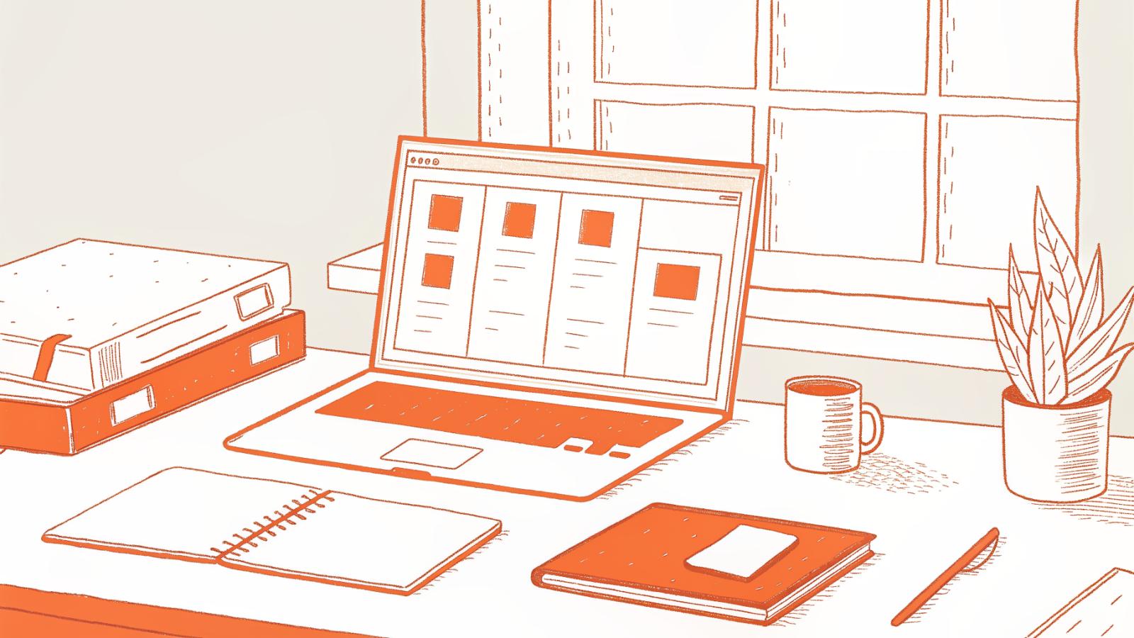 Solo attorney's desk with a structured legal research plan notebook and AI platform on laptop