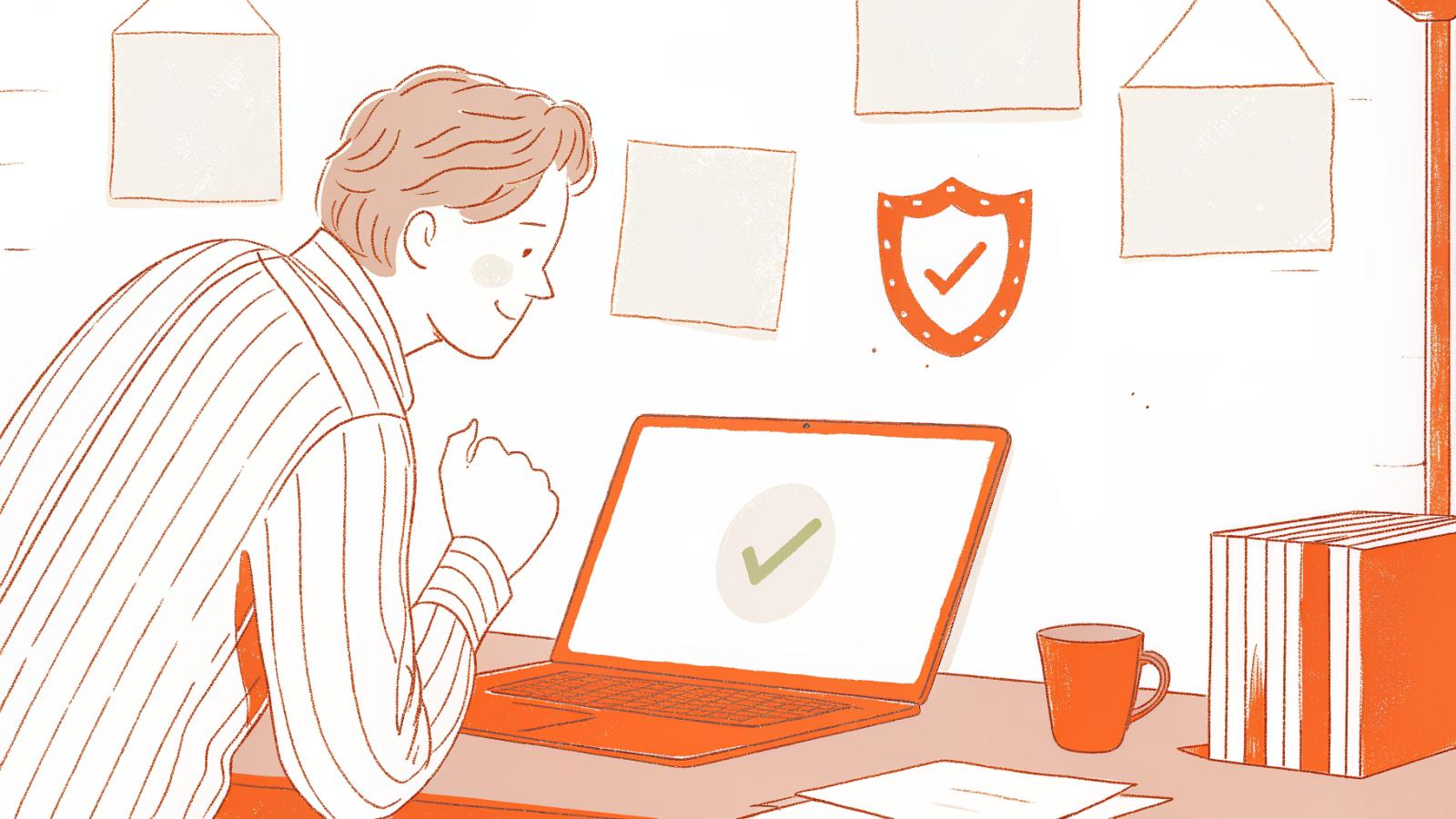 Solo attorney verifying AI-generated legal citations on a laptop with trust indicators