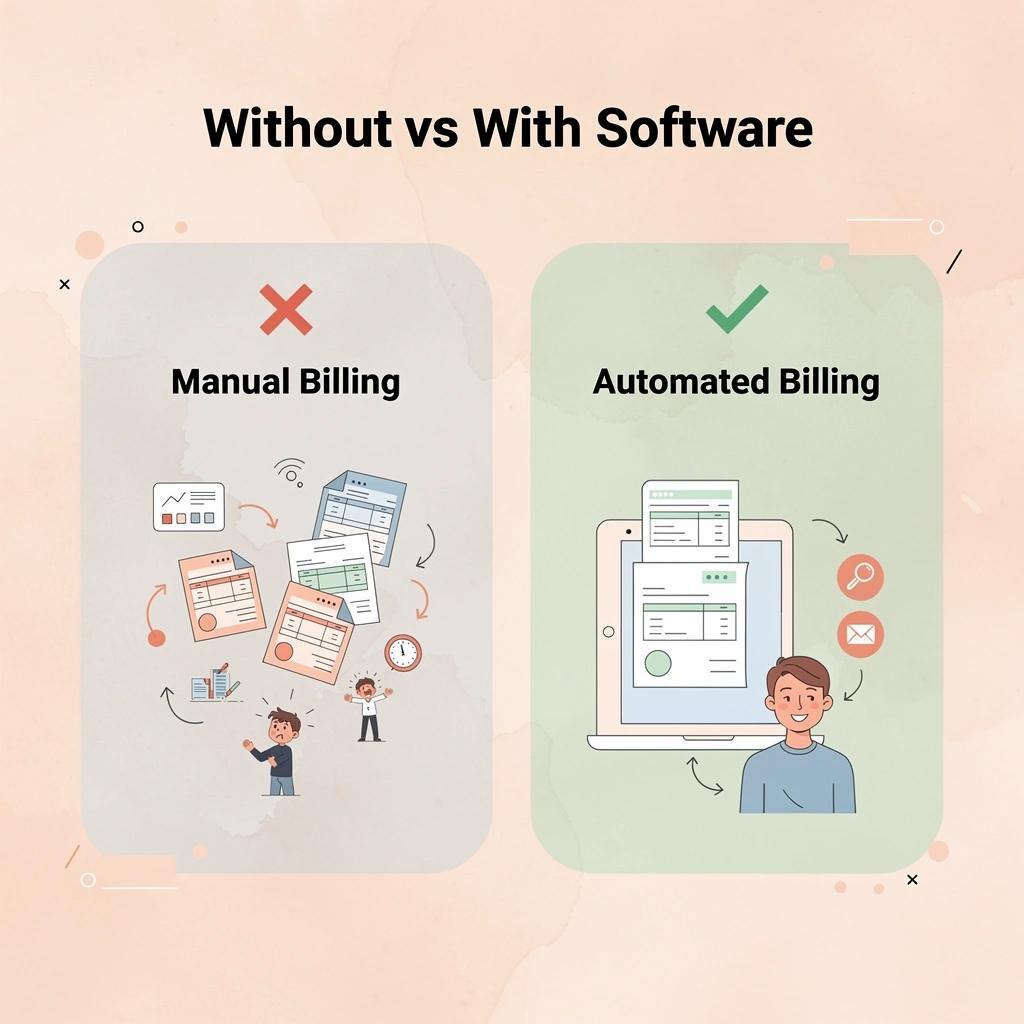 Before and after comparison of manual billing versus automated legal billing software