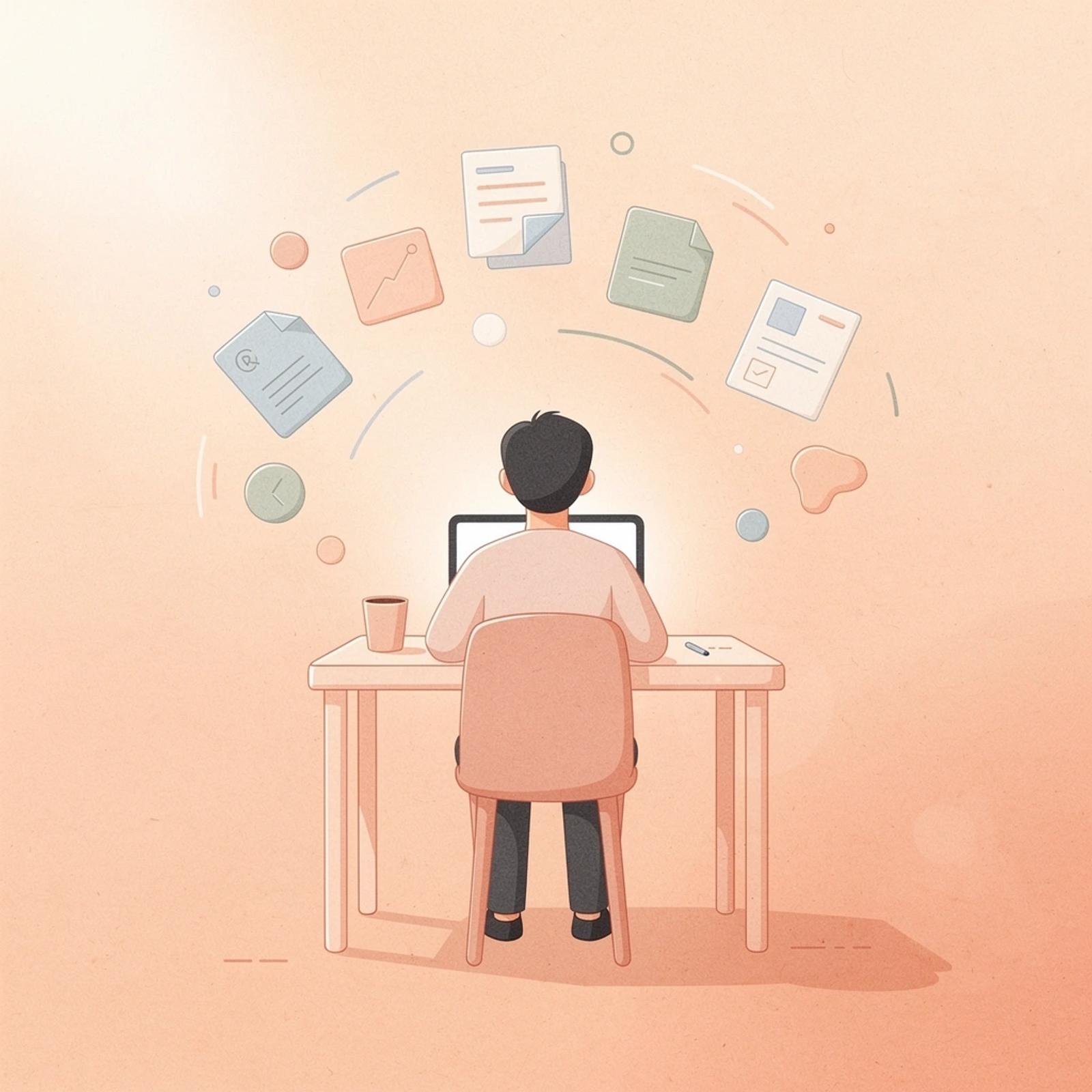 Scene of a lawyer working at a desk with floating AI interface elements representing ChatGPT in legal practice
