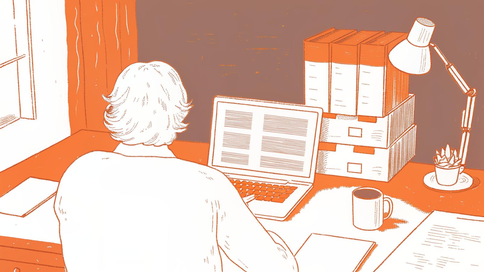 Solo attorney working late verifying legal document clauses with statute references on screen