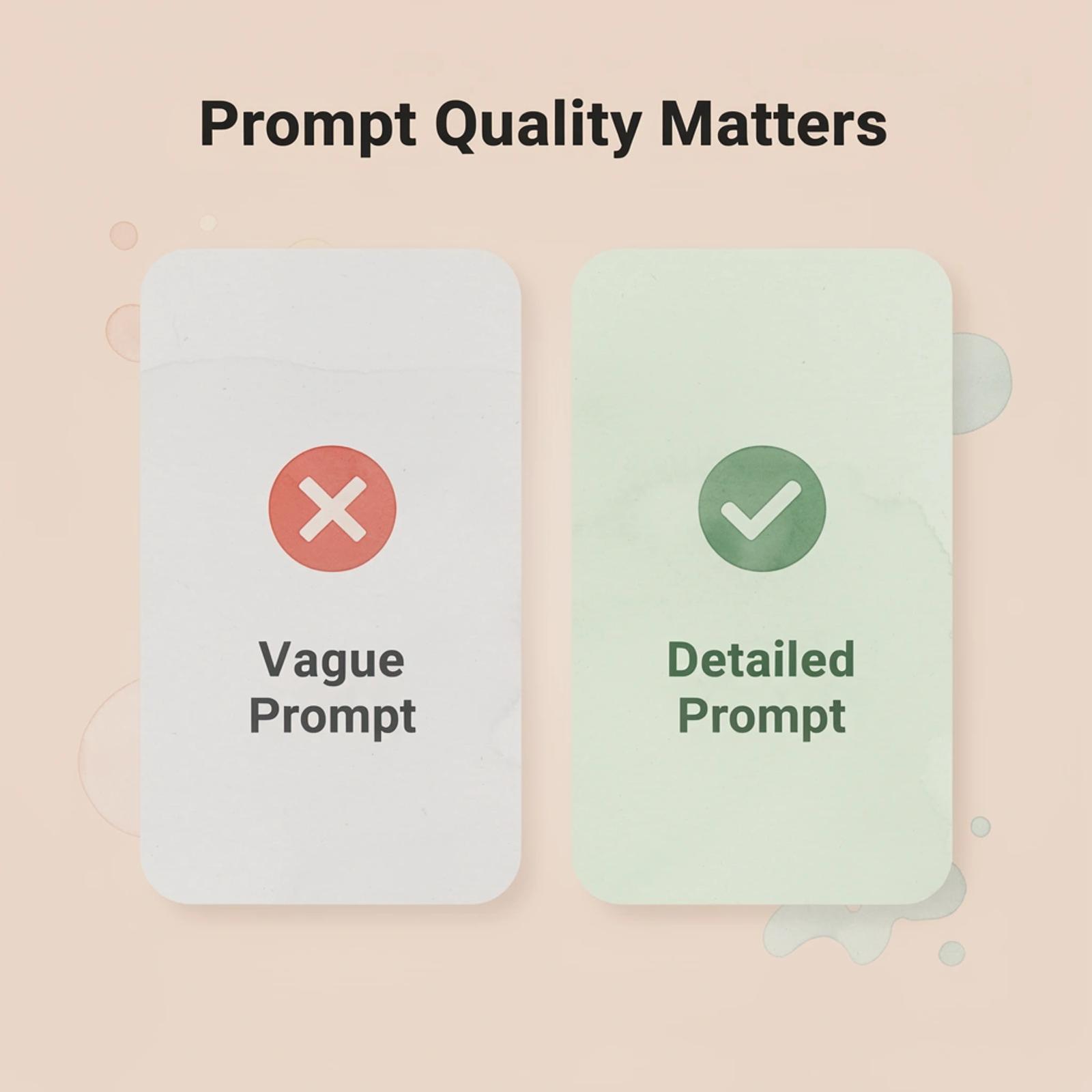 Before and after comparison of vague versus detailed ChatGPT prompts