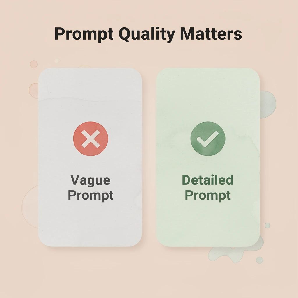 Before and after comparison of vague versus detailed ChatGPT prompts