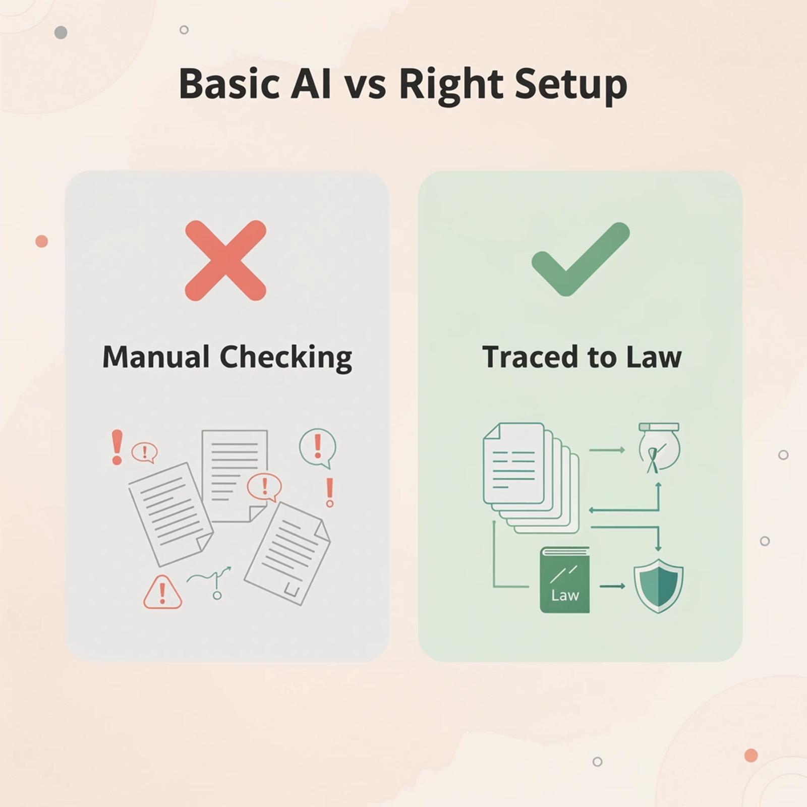 Before and after showing manual citation checking versus verified legal sources