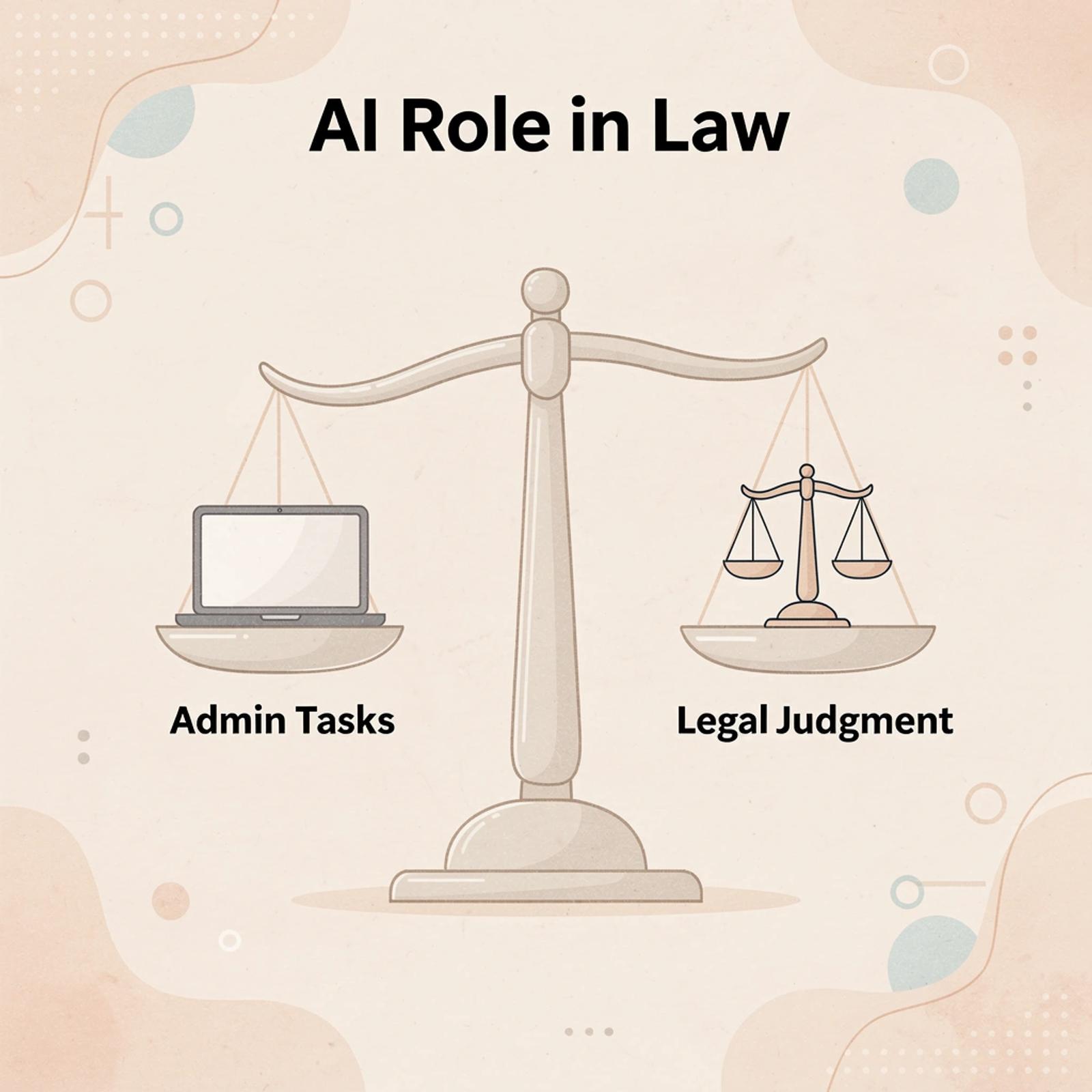 Scale balancing AI administrative tasks against legal judgment responsibilities