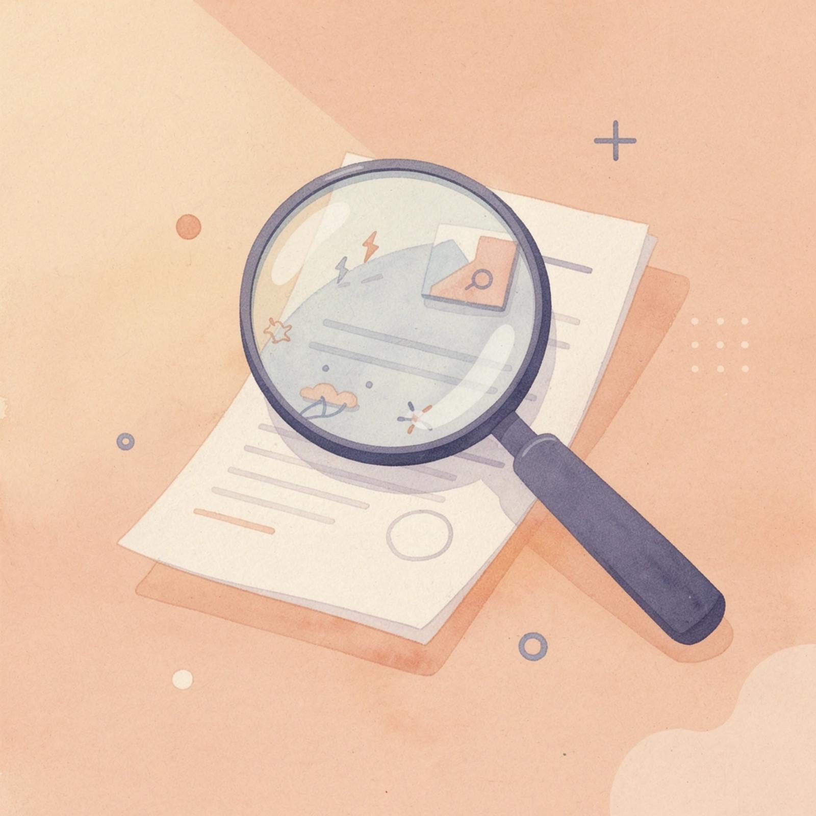 Scene of magnifying glass examining legal documents representing AI legal research