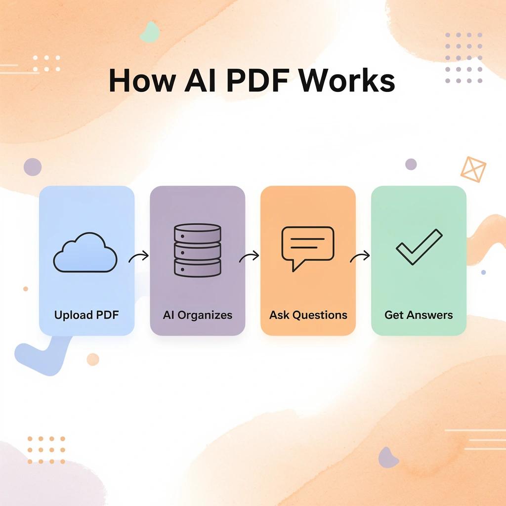 Process flow showing four steps of how AI PDF works