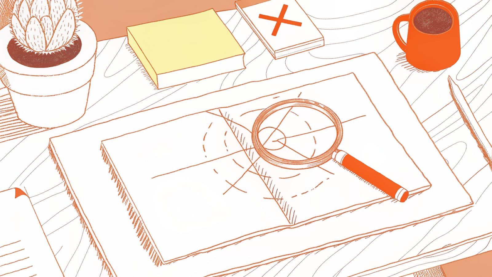 Solo attorney's desk with magnifying glass exposing a fabricated AI legal citation on a brief