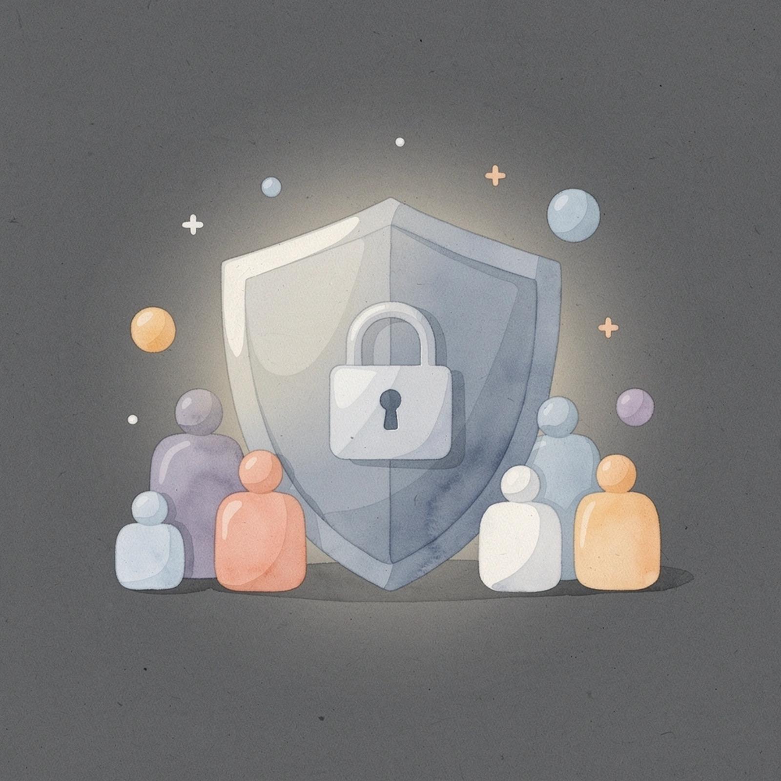 Scene illustration of a shield protecting legal documents, representing security in AI legal writing tools