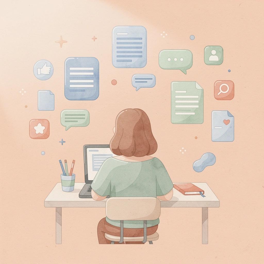 Scene of a lawyer at a cluttered desk with floating documents and email icons, and a chat interface offering relief
