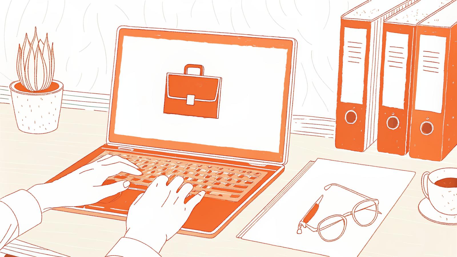 Paralegal confidently using AI legal drafting tool at desk with case files