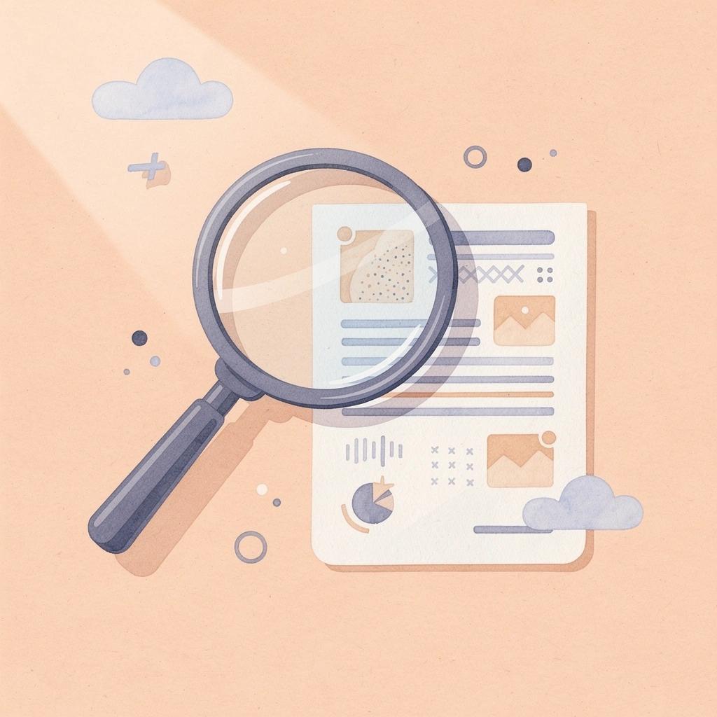Magnifying glass examining legal documents representing legal research