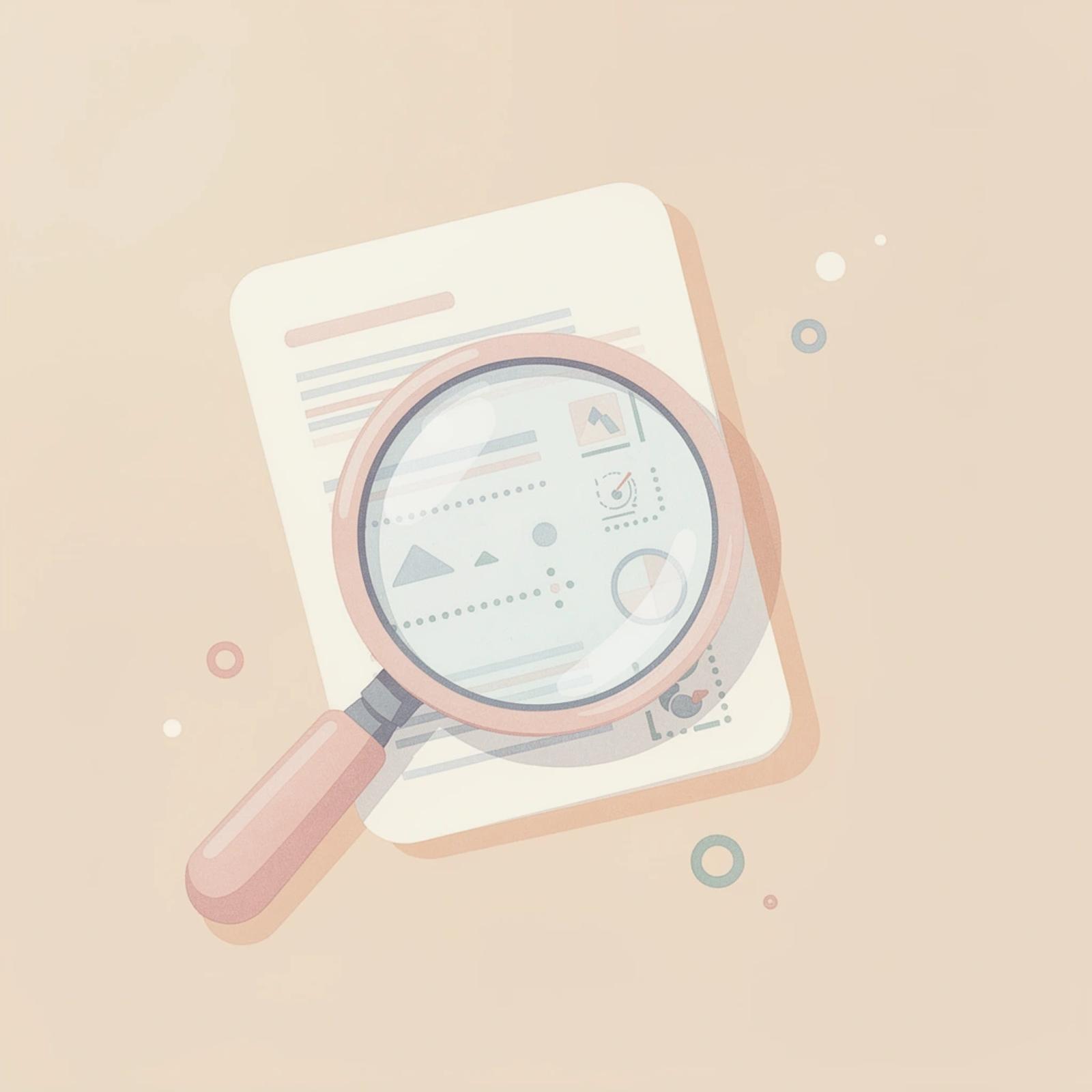 Scene of a magnifying glass examining legal documents representing AI-powered research