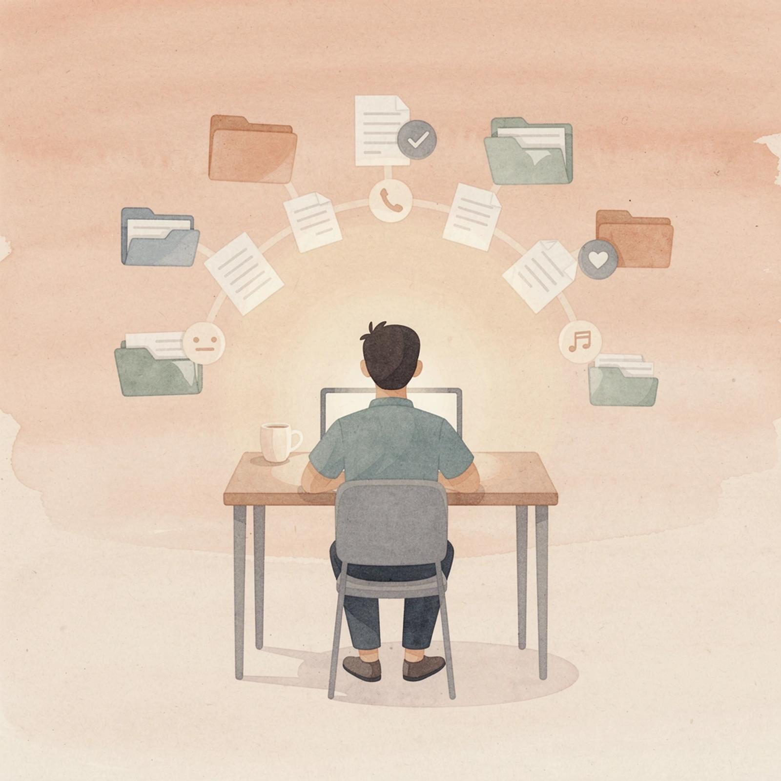 Scene of a lawyer at a desk surrounded by documents representing growing workload pressures