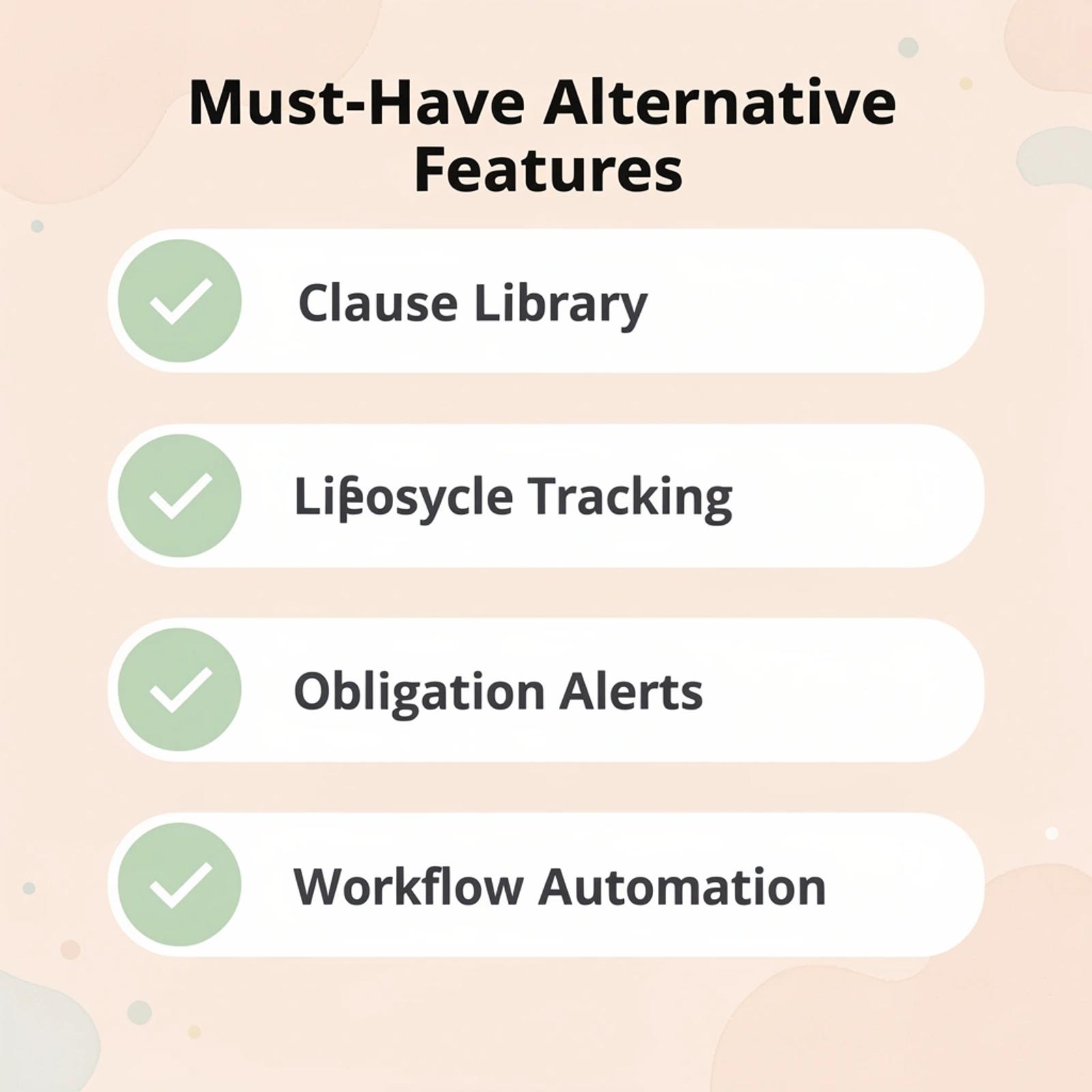 Checklist infographic of must-have features in a Law Insider alternative