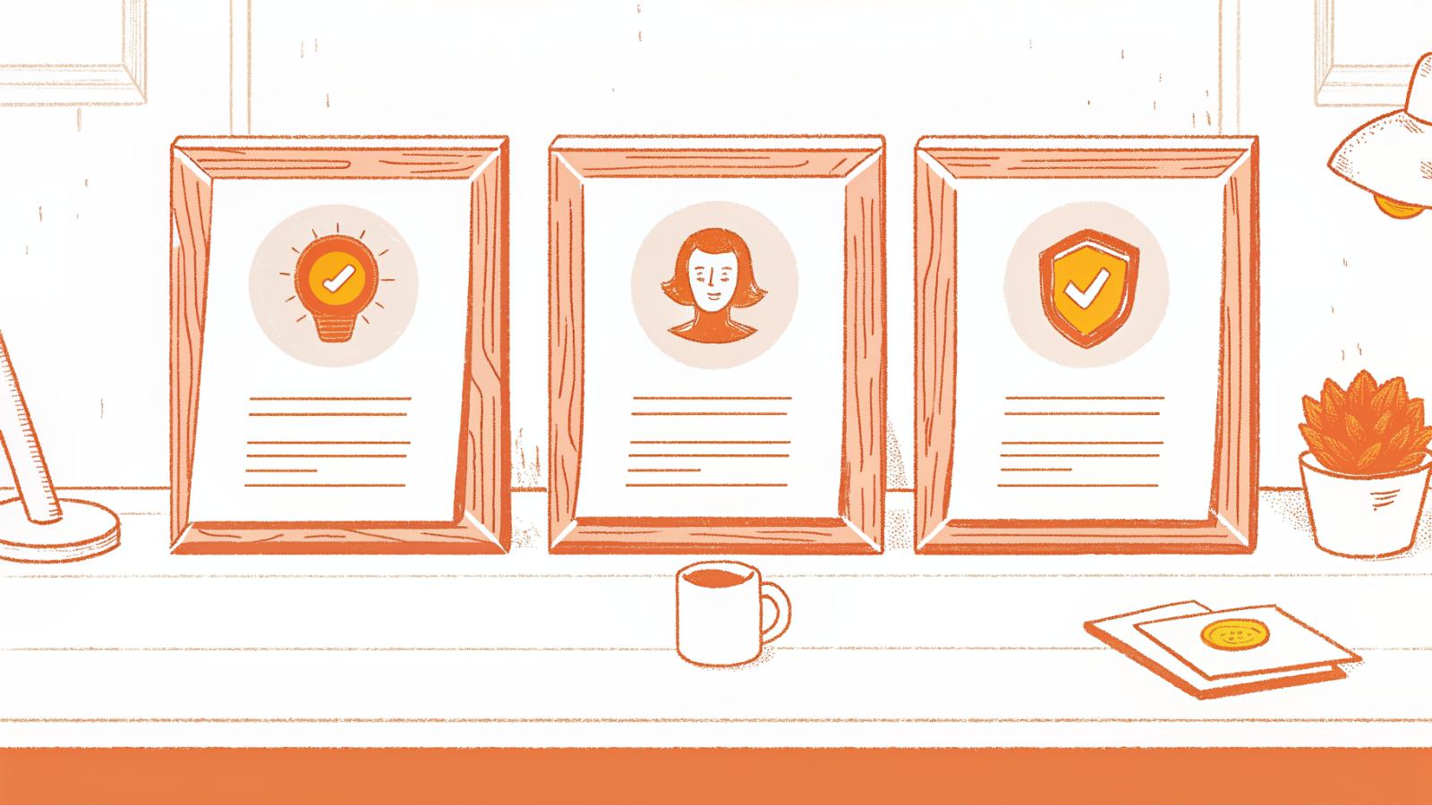 Three AI legal research feature icons above a brief document on a law firm desk