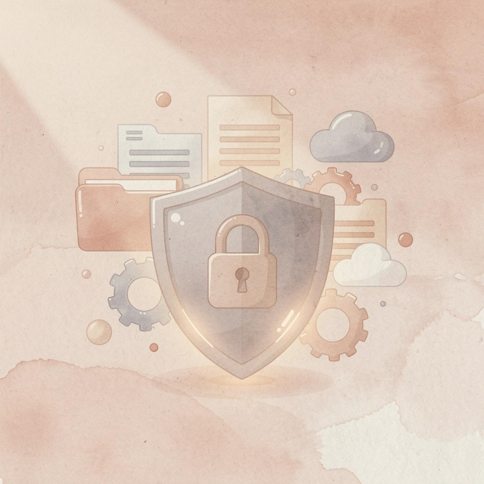 Scene illustration of a shield protecting confidential legal work with enterprise-grade security