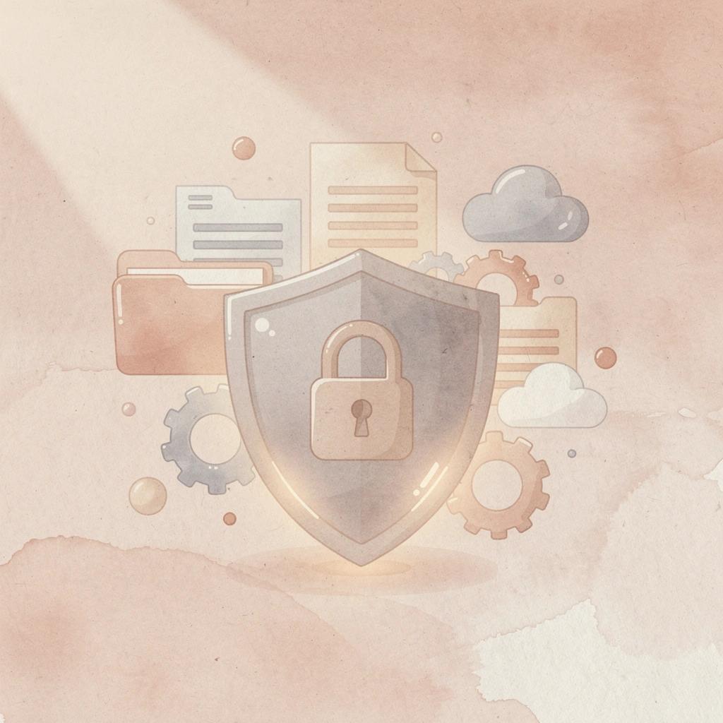 Scene illustration of a shield protecting confidential legal work with enterprise-grade security