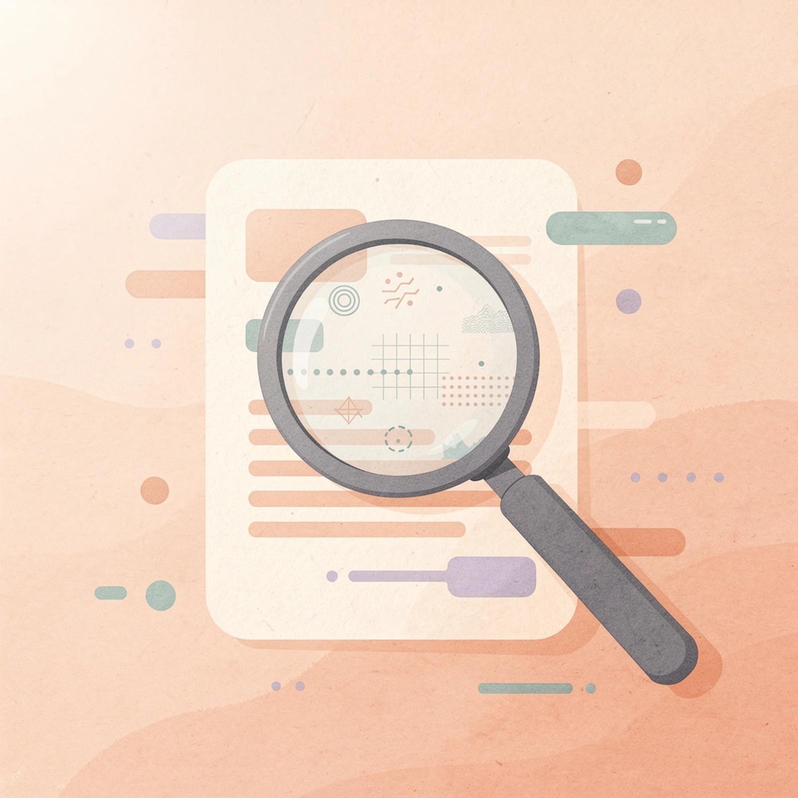 Scene of a magnifying glass examining legal documents representing AI-assisted legal research
