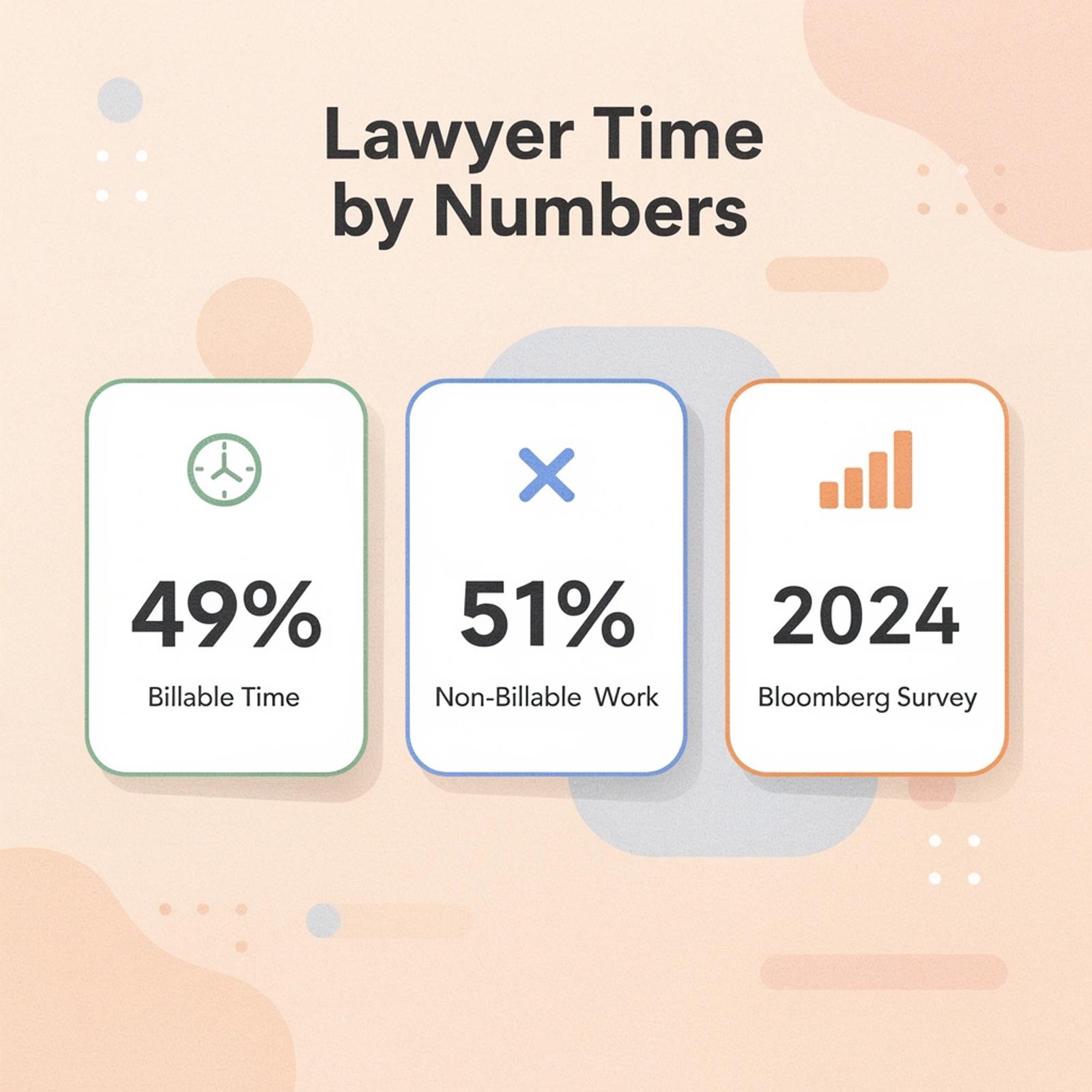 Infographic showing key statistics about lawyer billable time from Bloomberg Law 2024 survey