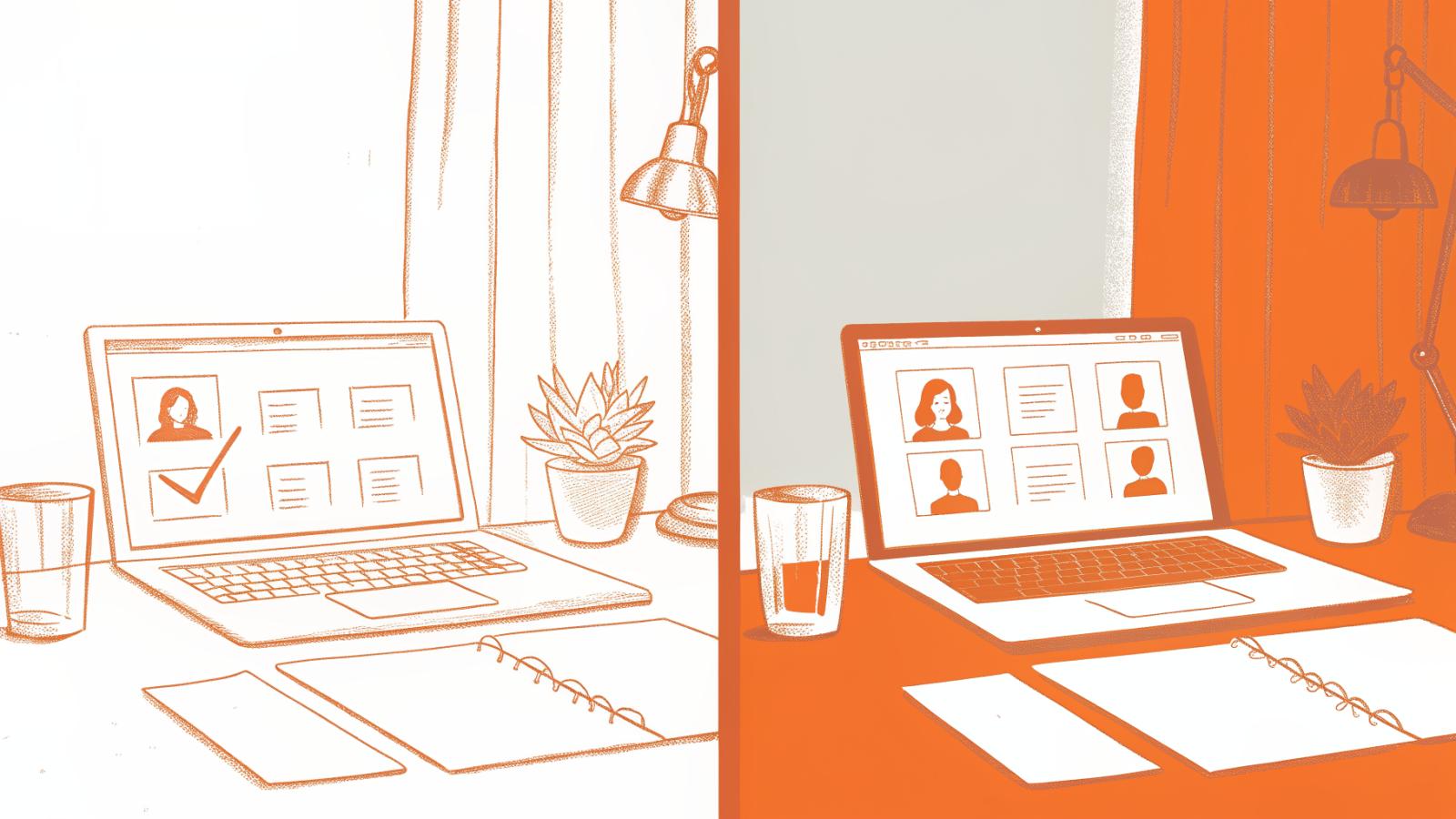 Two legal AI research tools compared side by side on attorney laptops, transactional versus litigation