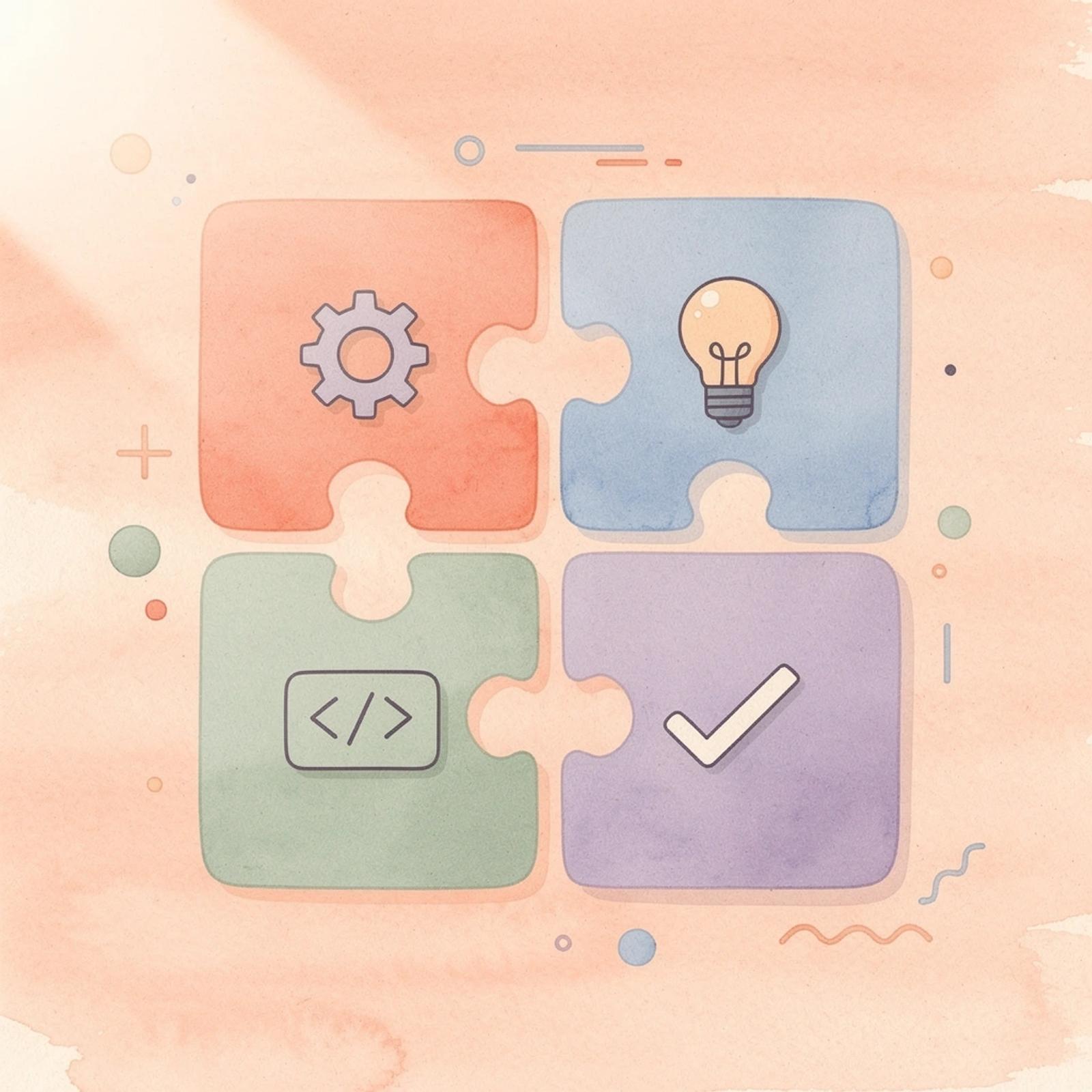 Puzzle pieces connecting to represent legal research and billing software working together