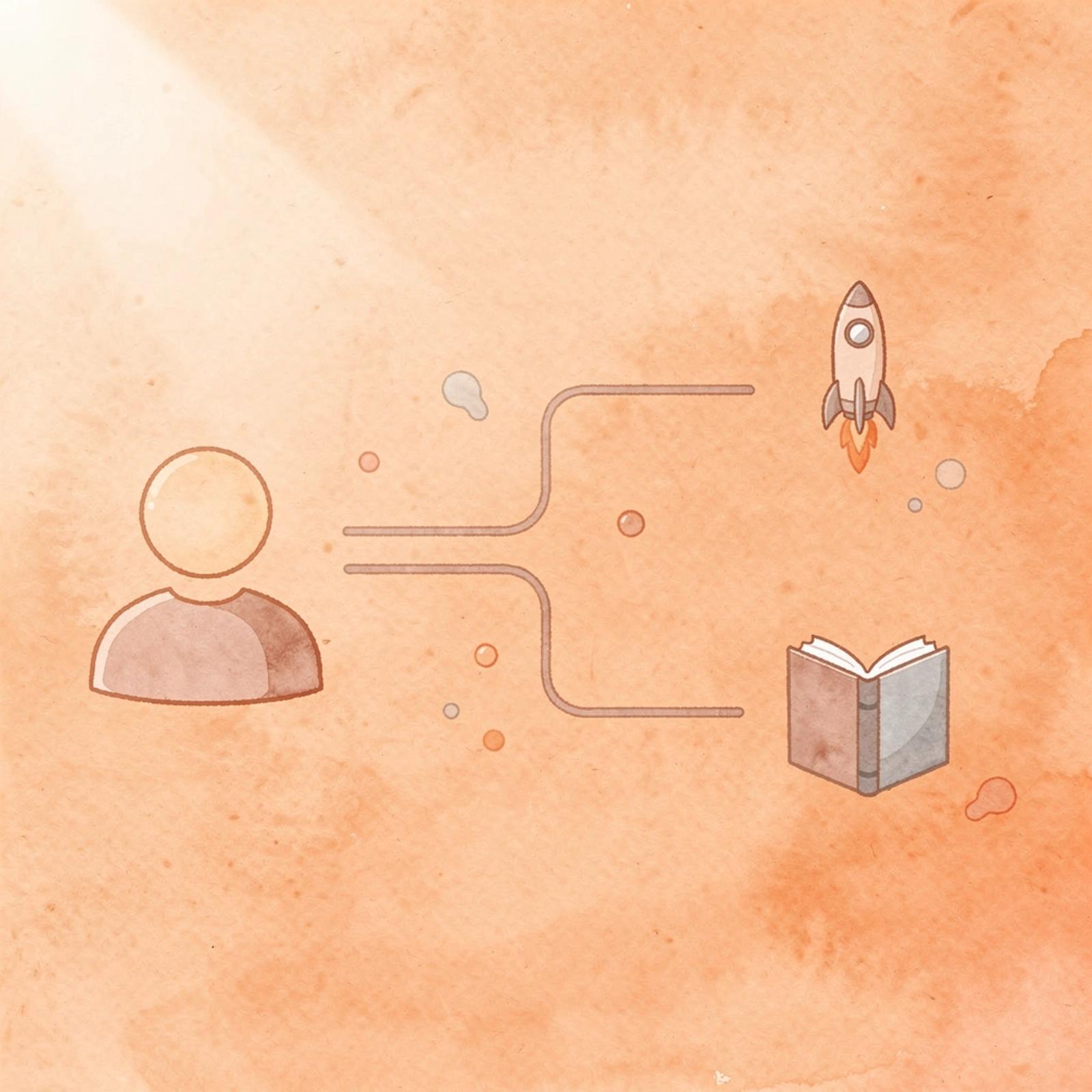 Icon showing one decision splitting into two different outcome paths
