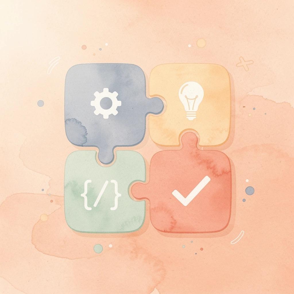 Scene illustration of puzzle pieces fitting together representing unified law practice management