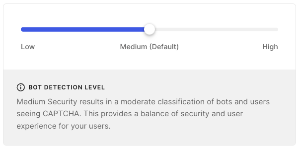 Auth0 slider for bot detection "level"