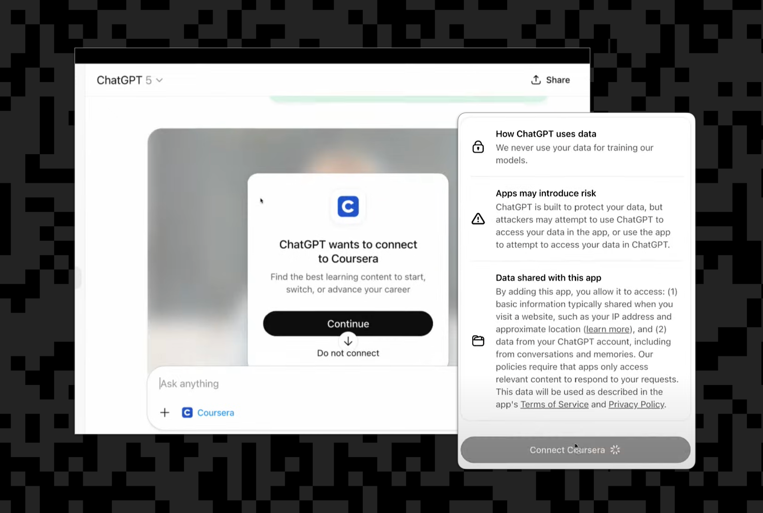 OpenAI app consent screen and flow