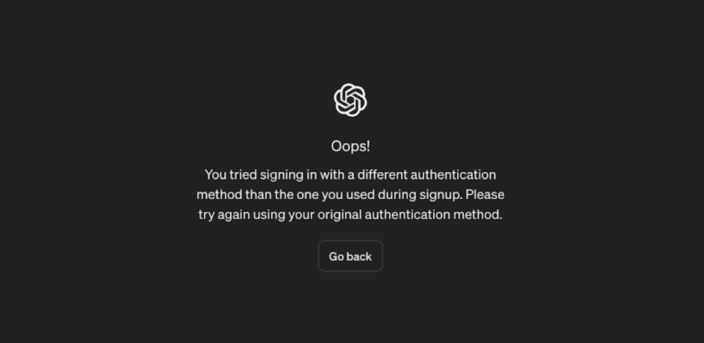 ChatGPT signup error