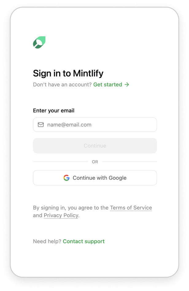 Mintlify log in