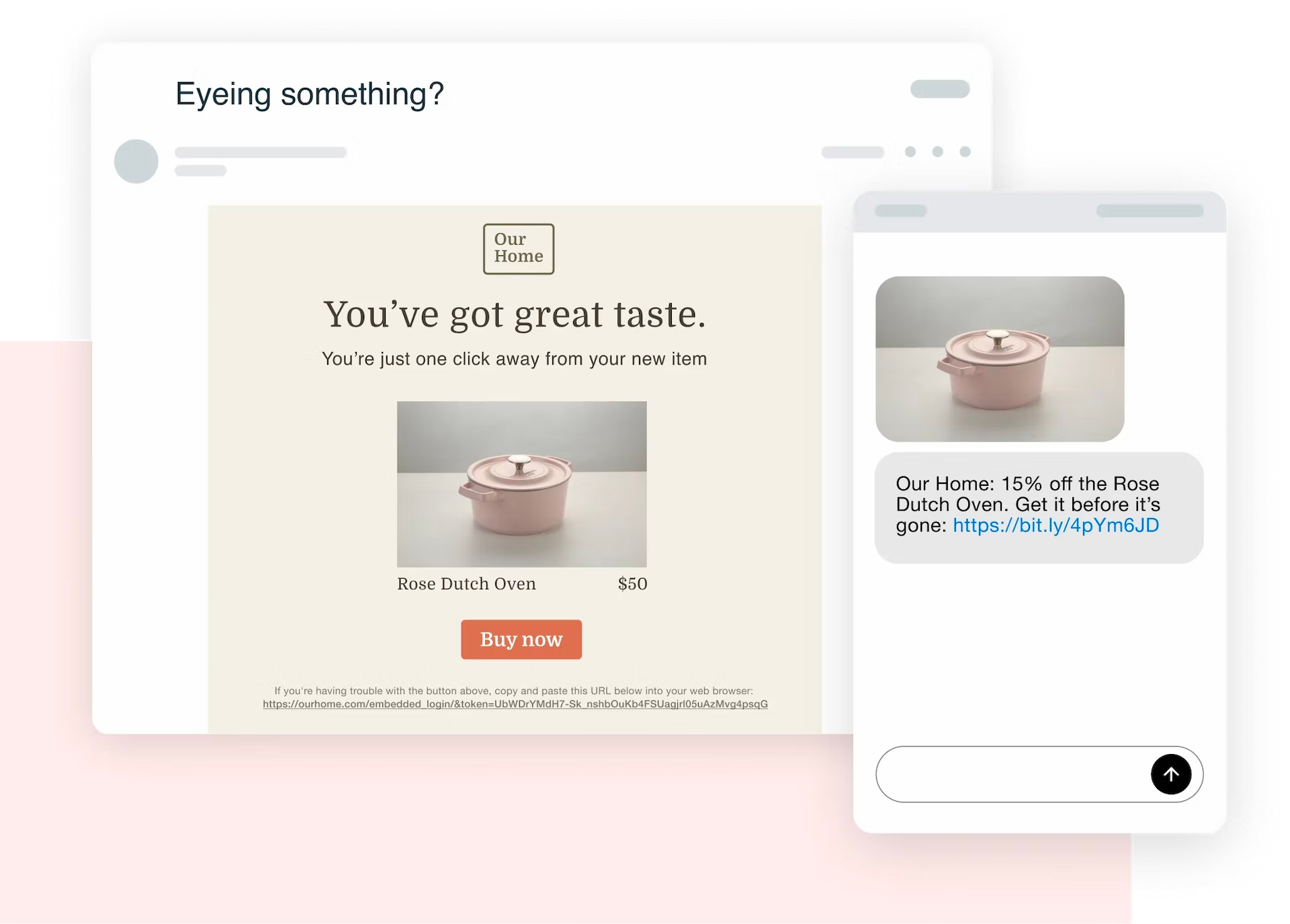 A screenshot showing how some marketing emails' can have magic links embedded within their CTAS