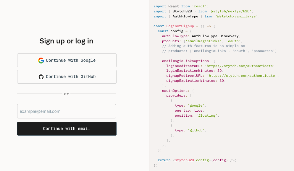 Stytch SDK and pre-built UI for auth.