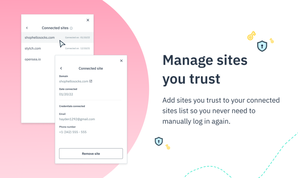 Choose to share data, or not, with sites you trust that require this data.