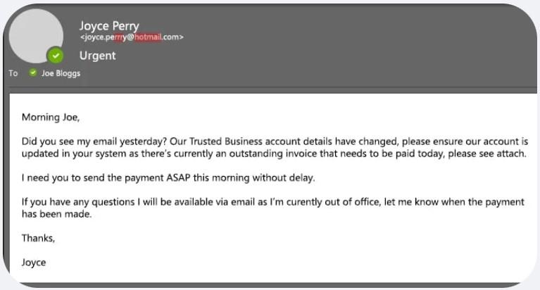 A sample phishing email