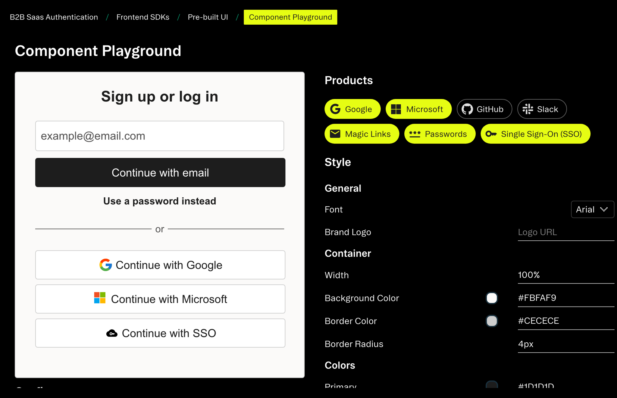 Stytch Component Playground: a live UI builder for your next login flow