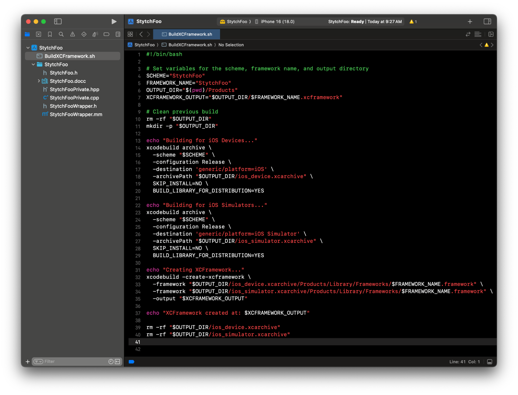 Implement BuildXCFramework.sh