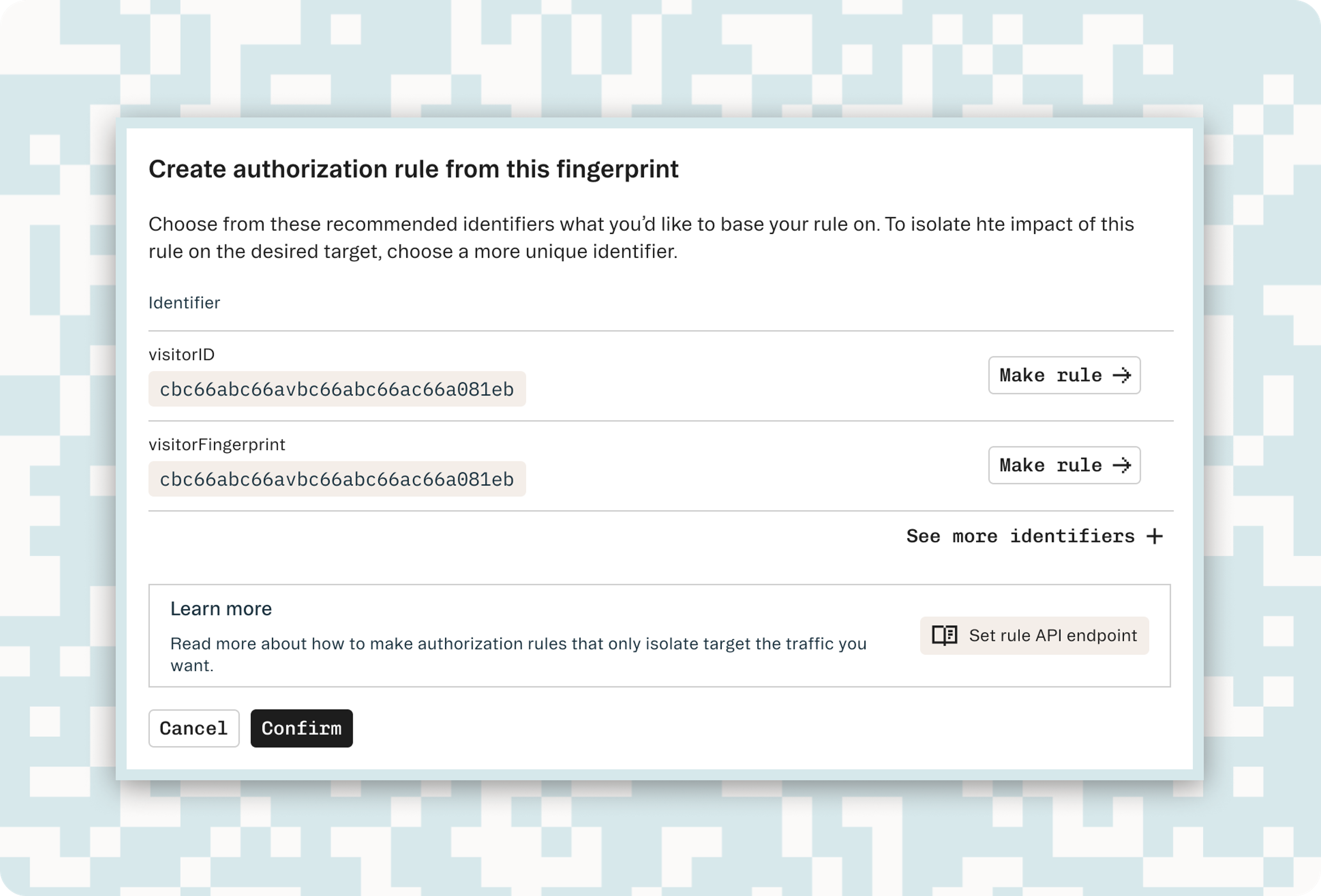 New rule creation UI for fingerprints.