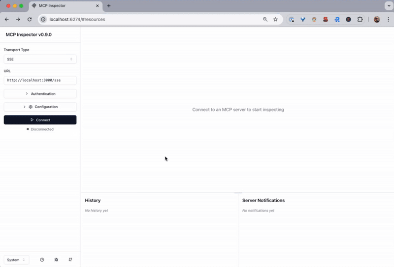 Gif of MCP Inspector creating todo item.