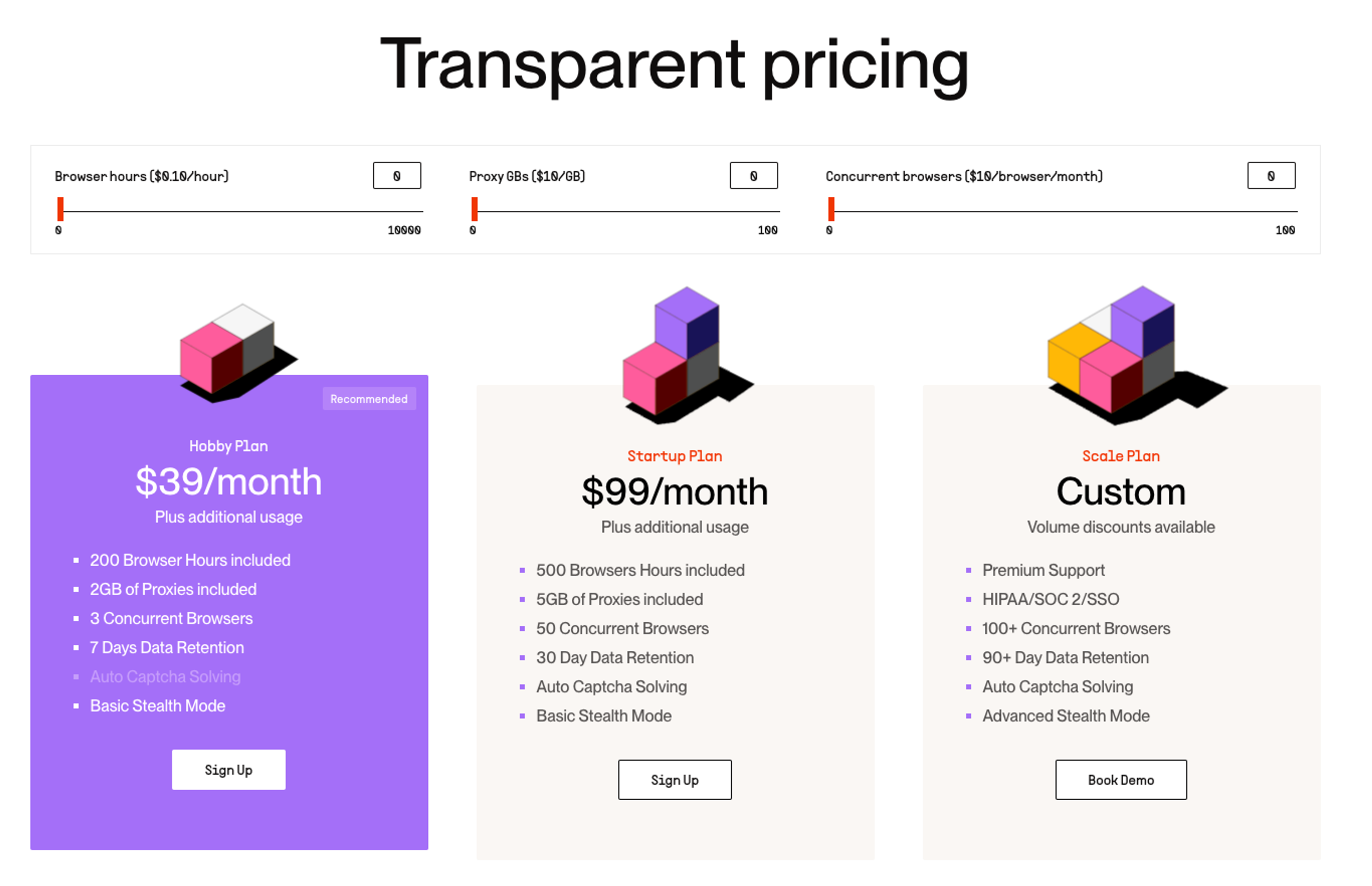 BrowserBase pricing plans.